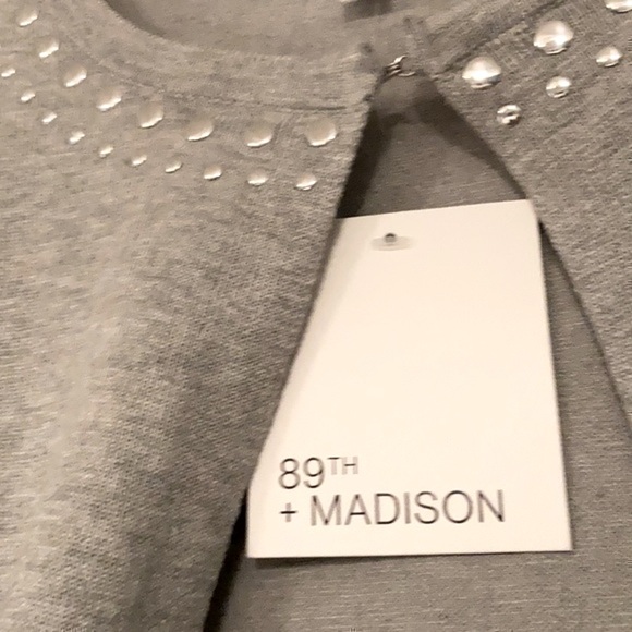 89th + Madison light gray studded lightweight cardigan sweater size small - Picture 5 of 8